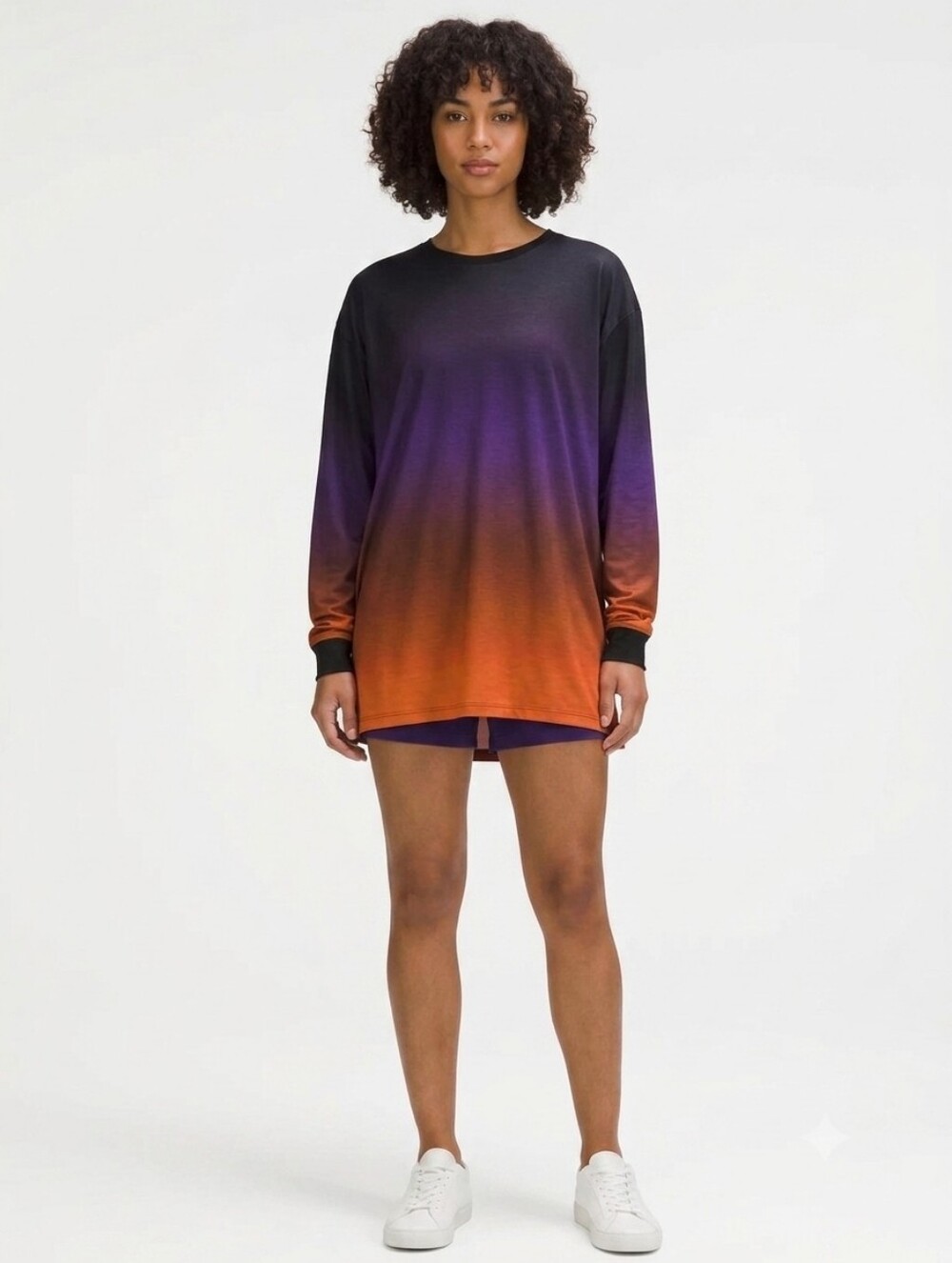 Ombre Long Sleeve Tshirt Black/Purple/Orange Halloween Colours Up To Size 3XL